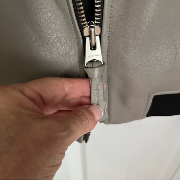 ⭐️HP⭐️MACKAGE GREY LAMBSKIN LEATHER BOMBER JACKET - Picture 7 of 16
